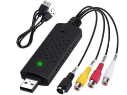 Convertidor de Vhs a Digital Tarjeta de captura de vídeo y audio USB Transferencia de formato Hi8 Vhs a DVD digital para Windows 2000/10/8/7/Xp/Vista Negro BISBISOUS