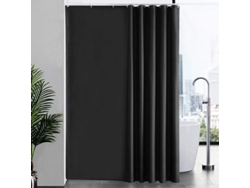 Cortina de ducha negra antimoho, de poliéster lavable, impermeable, con ganchos, 100 x 180 cm (ancho x alto).