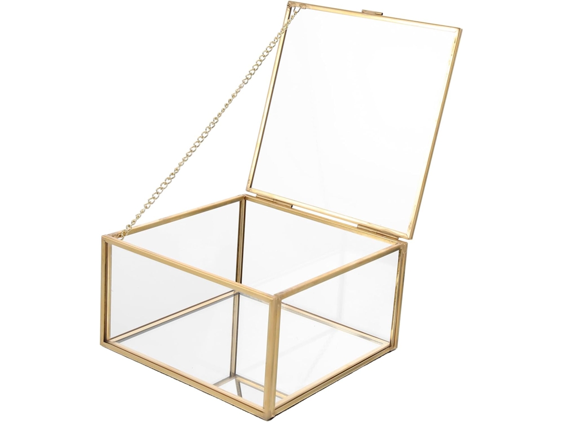 Caixa De Joias Quadrada Transparente Para Penteadeira, Estrutura Em Liga Metálica, Ideal Para Guardar Anéis E Brincos.