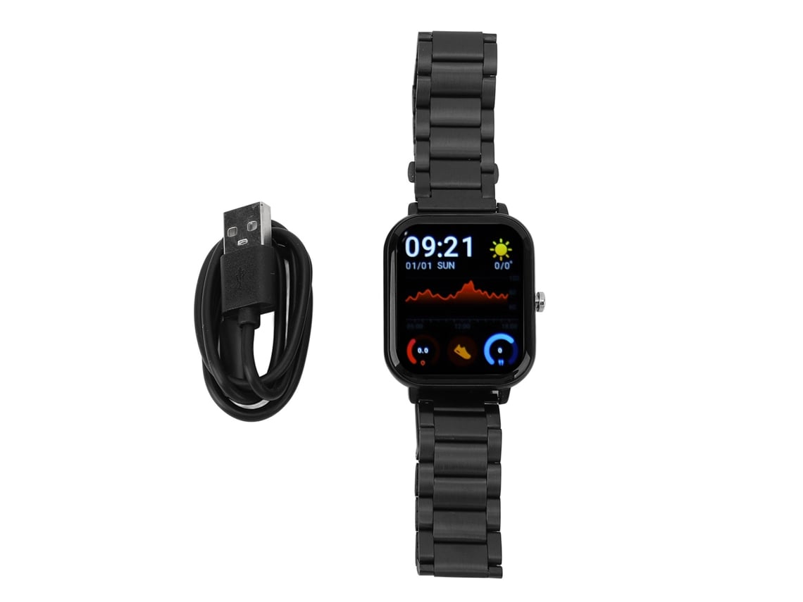 Relógio Inteligente Ip67 À Prova D'água Tela Touch Completa 230mah Usb Recarregável Multifuncional Esportivo Preto