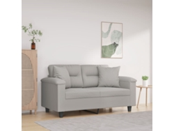Sofá De 2 Plazas | Sofá De Salón | Sofá De Descanso Con Cojines Tela Microfibra Gris Claro 120 Cm