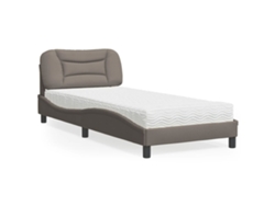 Cama Con Colchón Tela Gris Taupe 80x200 Cm