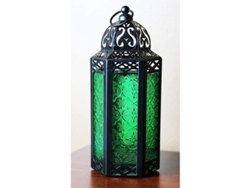 Portavelas Decorativo Marroquí De Cristal Verde, Tamaño Mediano, Para Decoración De Halloween Y Navidad.