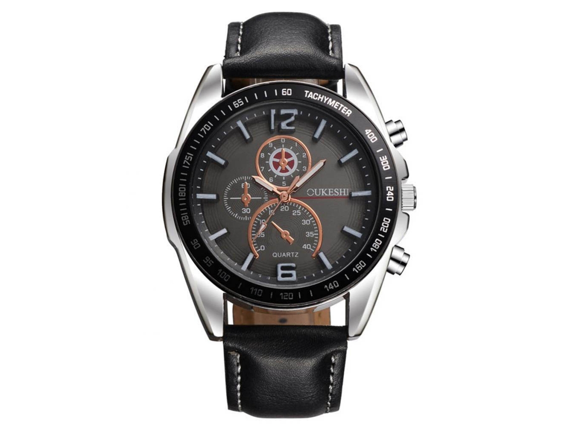 Reloj De Pulsera Analógico De Cuarzo Para Hombres Con Correa De Pu Suave Simple Y Elegante (negro)