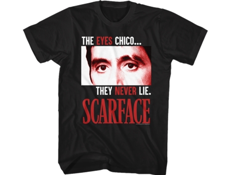 Camiseta Unisexo DEEPSTONE The Eyes Never Lie Scarface Negro (XXXL)