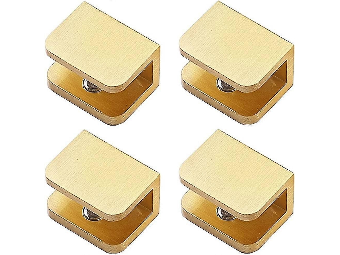 4 Abrazaderas De Vidrio De Latón, Soporte Para Estante Sin Perforar En Vidrio (para Vidrio 10mm-12mm, Oro)