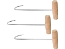 Nuobesty Juego De 3 Ganchos Para Botas Con Mango Largo De Acero Inoxidable Y Madera, Herramienta