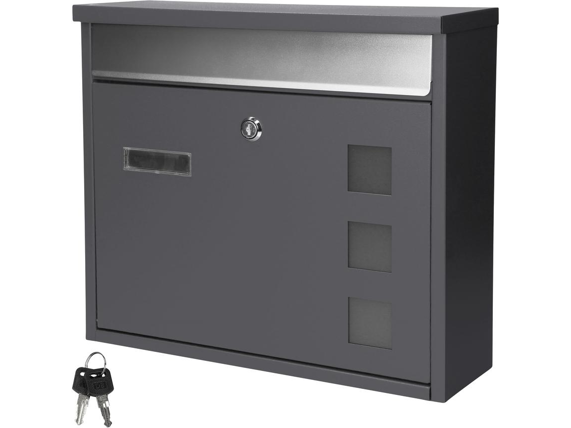 Buzón con compartimento para periódicos 36x31,5x11,5 cm acero inoxidable antracita
