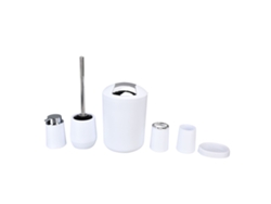 Juego de accesorios de baño de 6 piezas, plateado y blanco
