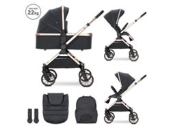 Cochecito de bebé 2 en 1 Lorelli Reya con manillar reversible, negro.