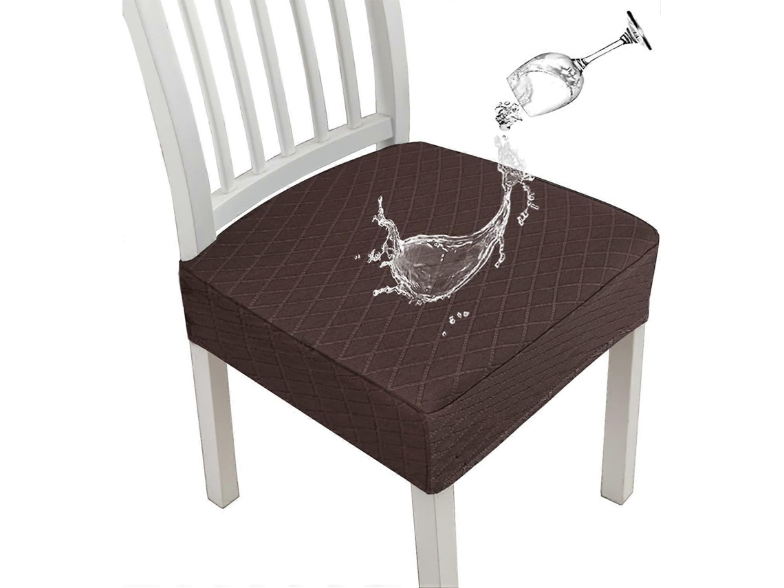 Omni-fundas Impermeables Para Asientos De Sillas De Comedor Con Red Diamante Elástica, 2 Piezas Color Marrón