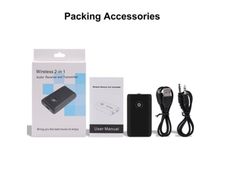 Combo de receptor de transmisor Bluetooth 2 en 1 para altavoces de TV de computadora negro