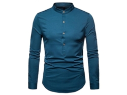 2026-camisa Hombre Slim Fit Manga Larga Cuello Mandarín De Algodón Casual Estilo Versátil Para Diario Temporada De Cuatro Estaciones