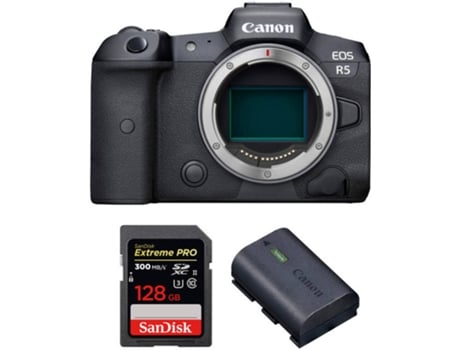 Kit Cámara CANON EOS R5 + SanDisk 128 GB + Batería (Full-Frame)