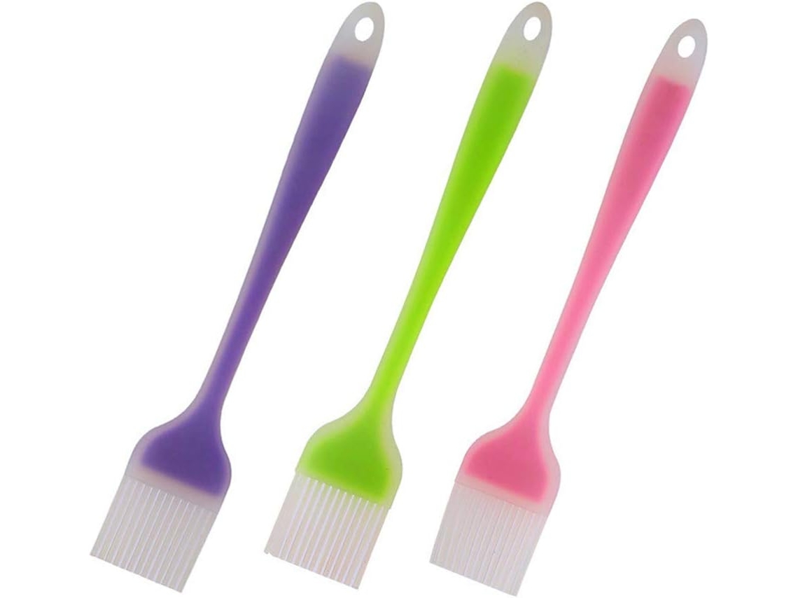 Juego JEIIBRZUI de 3 pinceles de silicona semitransparentes: polvo de macaron medio transparente, verde medio transparente y púrpura medio transparente