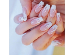 48 Uñas Postizas Medianas Con Purpurina, Estilo Stiletto, Con Pegamento, 10 Tamaños, Material Abs Ecológico.