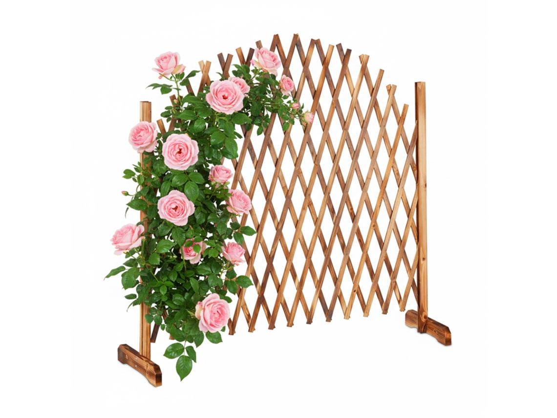 Treliça Relaxdays Em Madeira, Extensível Até 200 Cm, Suporte Para Plantas Trepadeiras, Autônomo, Jardim, Varanda.