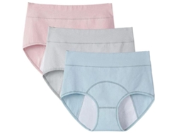 3pcs Calzoncillos Menstruales Impermeables Mujer Algodón Talla M-xxxl Azul Gris Rosa Xxxl Azul X Gris X Rosa