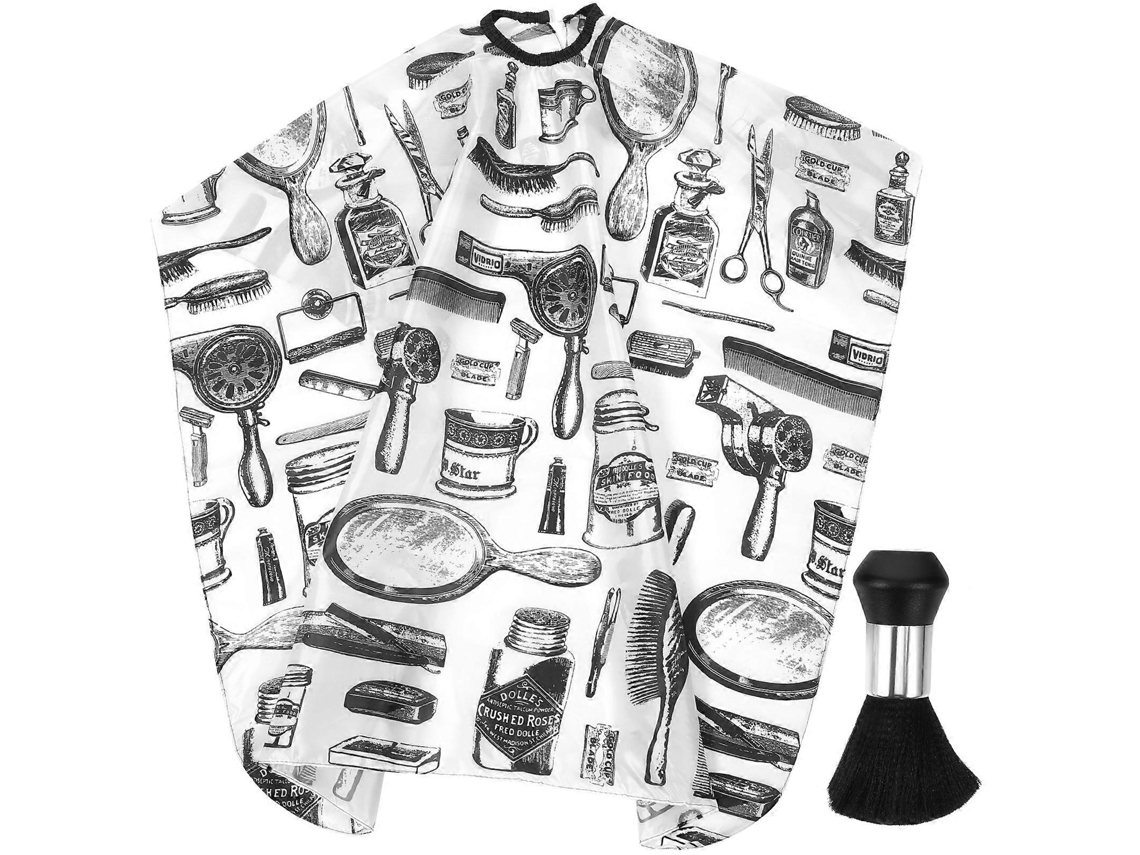 Set de capa de barbero con cepillo para eliminar el polvo del cuello.