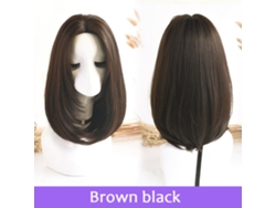 Peluca recta de largo medio con raya en el medio, de fibra sintética resistente al calor, color natural, hasta los hombros, para mujer.