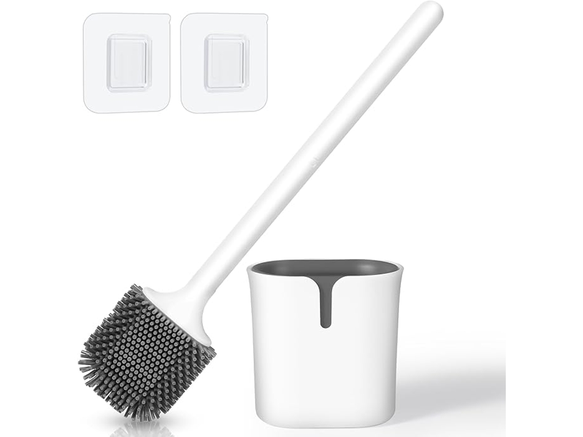 Escobilla De Baño De Silicona, Escobilla De Baño Con Soporte Y Base Antigoteo, Ideal Para El Cuarto De Baño