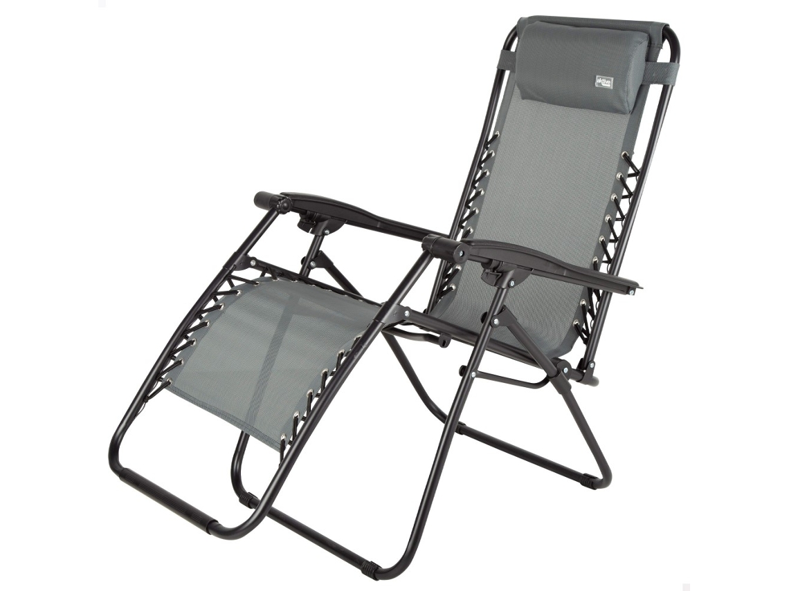 AKTIVE Silla plegable jardín gravedad cero gris 2 posiciones