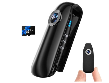 Cámara pequeña para aplicación de la ley 1080P Full HD IDV007, mini cámara espía con tarjeta de memoria de 64 GB con detección de movimiento (negro...