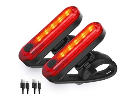 Luz trasera para bicicleta Potente LED USB recargable, luz trasera para bicicleta Combinaciones de luces traseras impermeables para bicicleta (negro)