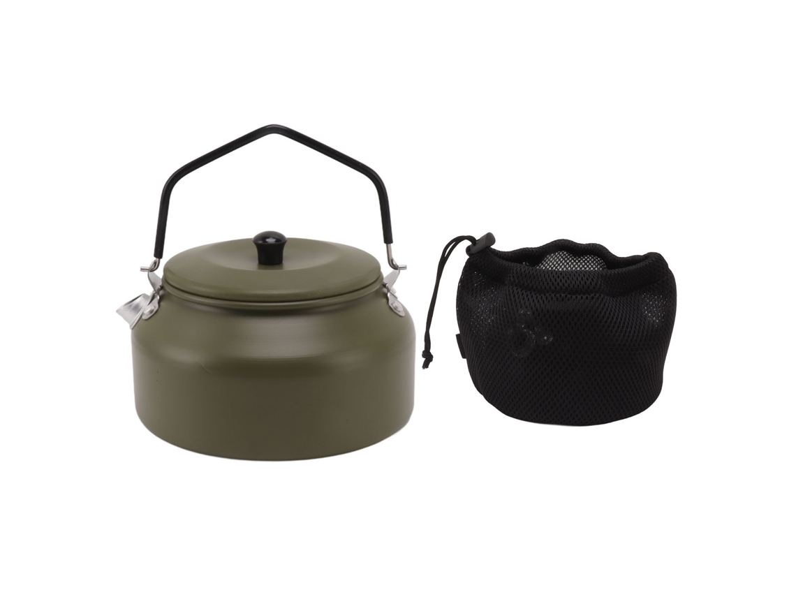Hervidor Multifuncional De Aluminio De 0,9 L Para Camping, Picnics Y Senderismo, Color Verde Oliva.