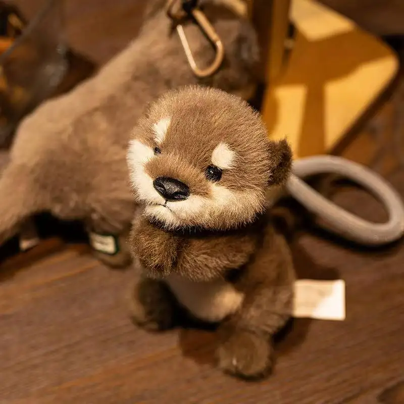 (15 Cm) Lindo Llavero De Peluche De Nutria, Colgante De Animal De Nutria Realista