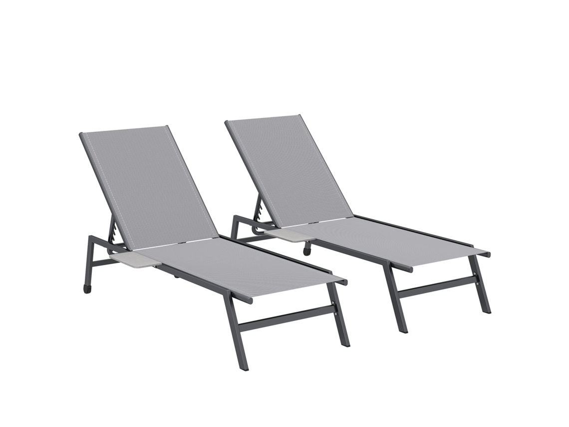 Conjunto 2 Baños 5 Posiciones, Ruedas, Metal, 190x74x35cm, Gris