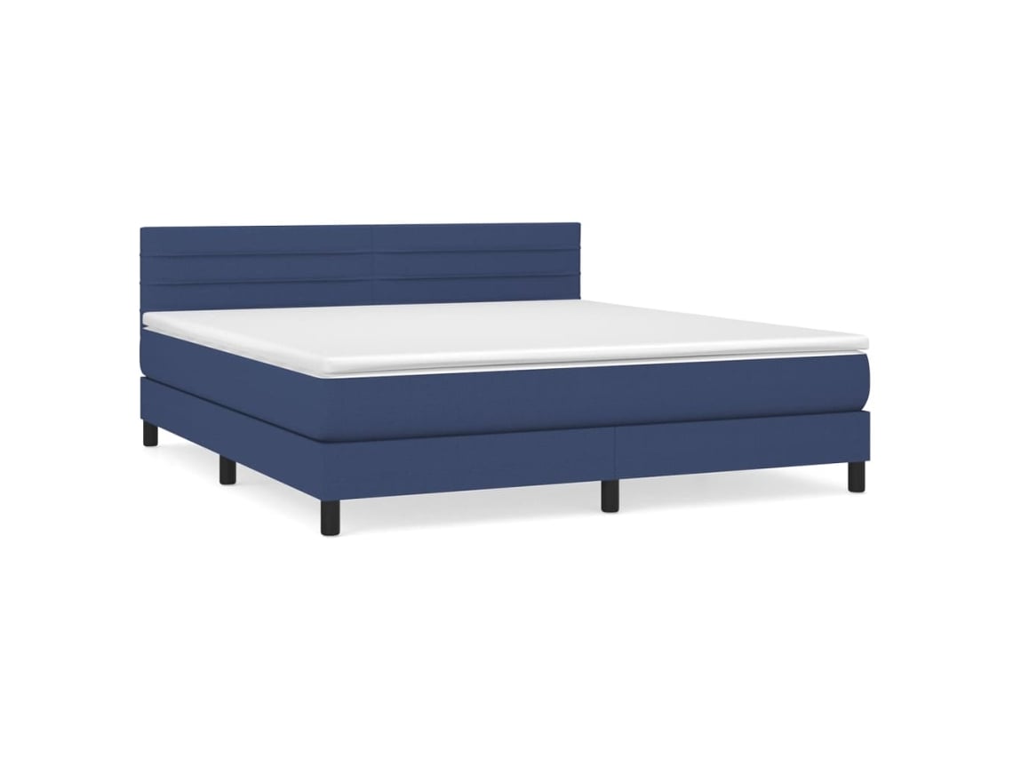Cama Box Spring VIDAXL Azul Tela (160x200 cm)