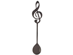 RNEMITERY Cuchara de Postre de Acero Inoxidable con Diseño de Nota Musical para Café y Bebidas (Negro)