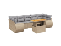 Conjunto 8 de sofás de jardín con cojines beige VIDAXL ratán PE