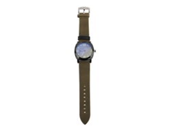 Reloj De Cuarzo De Moda Para Hombre Con Correa De Cuero Sintético, Esfera Redonda Y Cristal Mineral Verde.