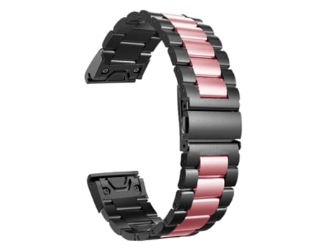 Correa Acero Inoxidável Adaptable Negro y Rosa para Garmin Forerunner 945 Lte