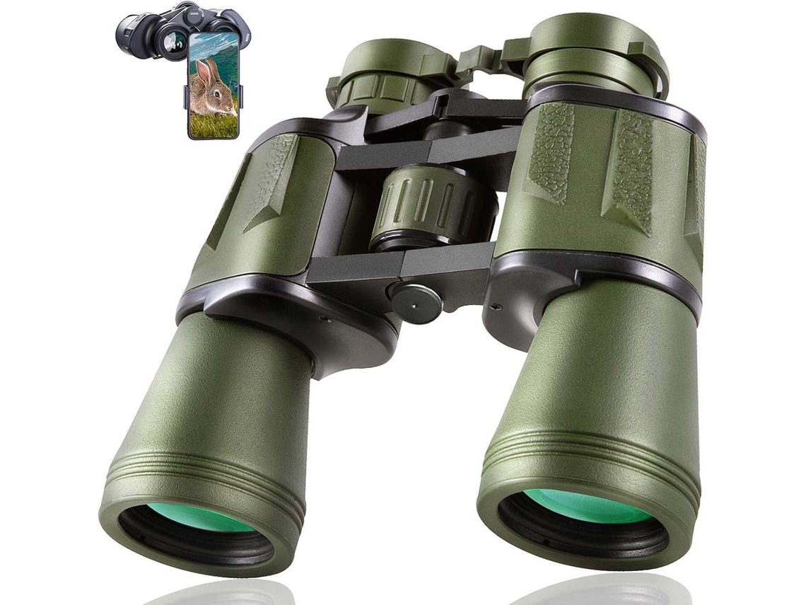 Binoculares de caza 20x50 para adultos con visión nocturna en baja luz - Binoculares profesionales impermeables con gran ocular de 28mm para observación de aves senderismo IKIKSO