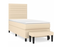 Maison Exclusive - Cama Box Spring Con Colchón Tela Color Crema 90x200 Cm