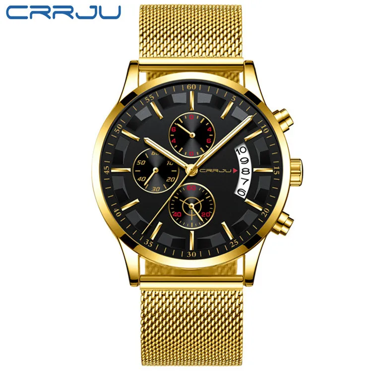 Reloj Deportivo Informal Resistente Al Agua Para Hombre (dorado Y Negro)