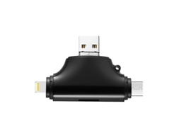Lector de tarjetas multifunción 4 en 1 USB 3.0 OTG para Apple tipo C negro Siurn