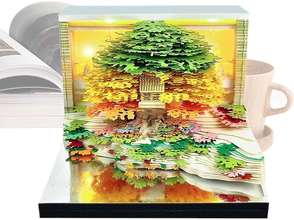 Cuaderno 3D, Calendario escultórico 2026, con diseño de árbol y hojas extraíbles, Arte para el hogar