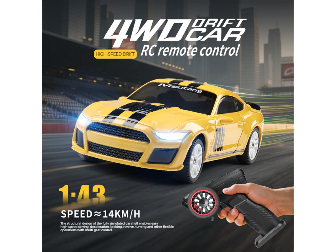 Amarillowltoys K4308 Rtr 1/43 2.4g 4wd Mini Drift Rc Giroscopio Autoestabilización Led Alta Velocidad On-road Regalo Niños