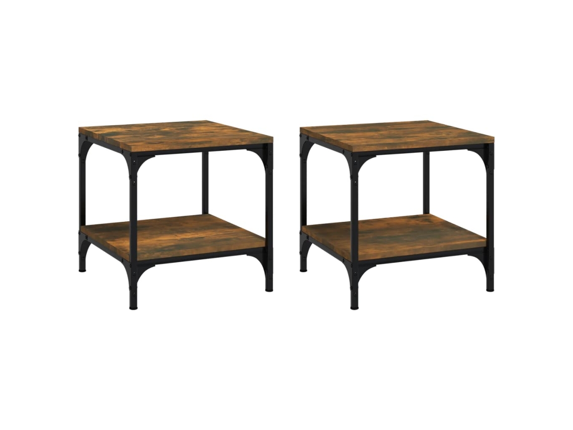 Juego de 2 mesas auxiliares de madera ahumada de MAISON EXCLUSIVE (40x40x40 cm)