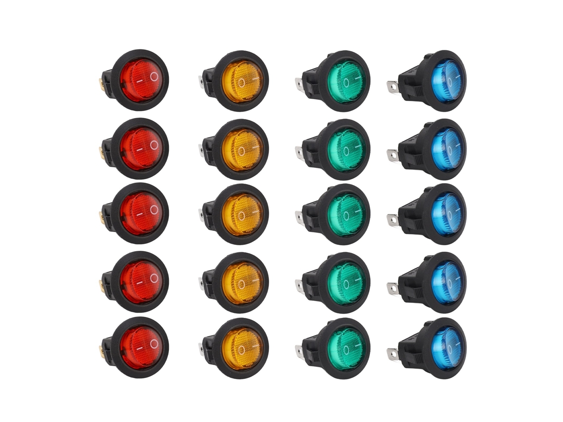 20 Interruptores De Palanca Led Redondos De 3 Pines Y 2 Velocidades, 20 Mm, 12 V, Para Encendido/apagado De Luces De Coche.