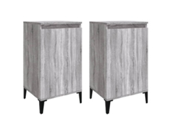 Maison Exclusive - Mesitas De Noche 2 Uds Madera Contrachapada Gris 40x35x70 Cm