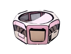 Parque Infantil Plegable Para Mascotas, Fabricado En Tejido Oxford Impermeable, Ø90x41 Cm, Color Rosa.