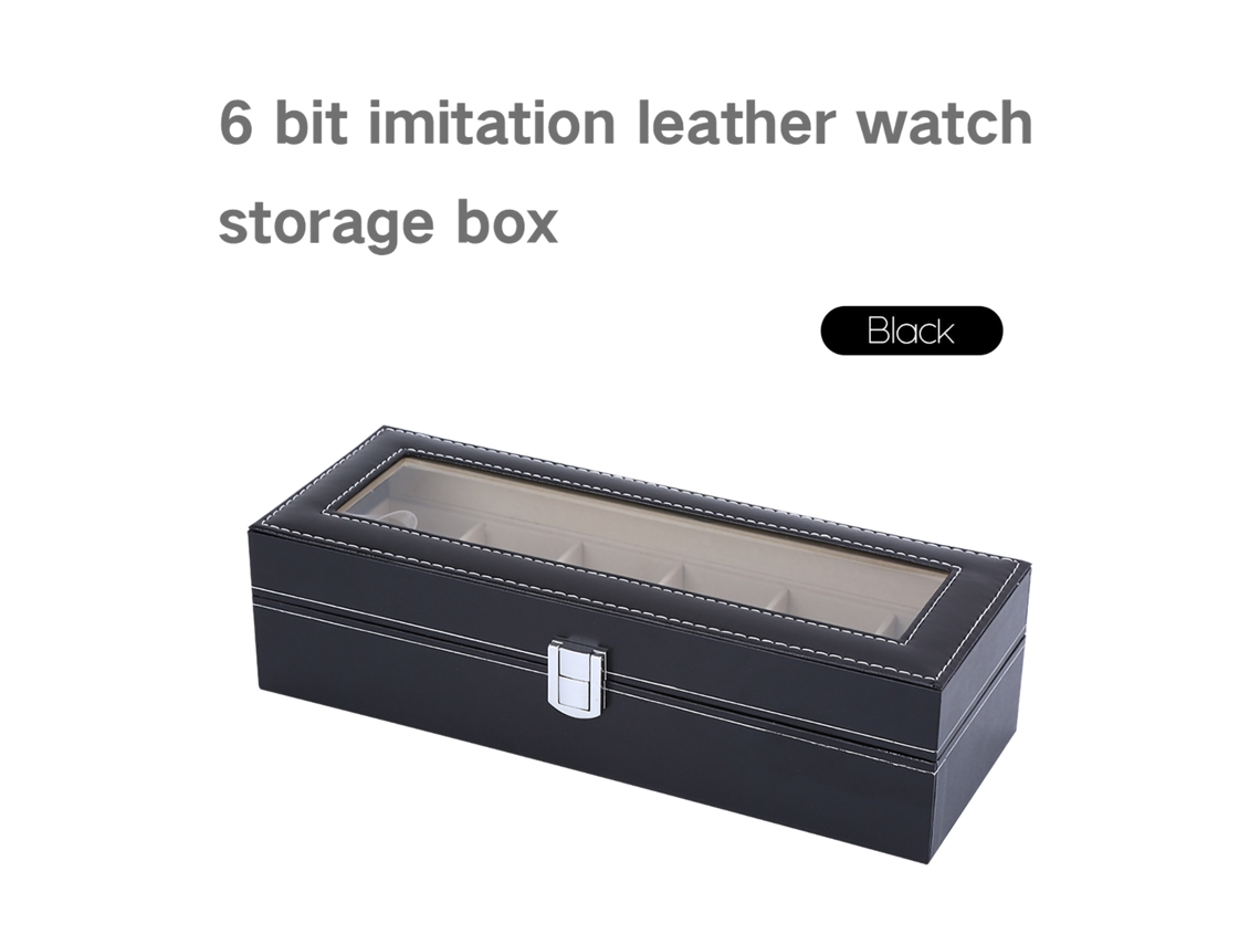 Caja De Almacenamiento De Cuero Sintético Para Relojes Y Pulseras Con 6 Compartimentos Y Cerradura Con Llave.