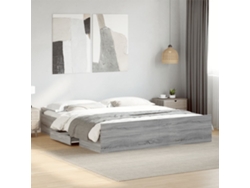 Cama Con Cajones Madera Ingeniería Gris Sonoma 180x200 Cm