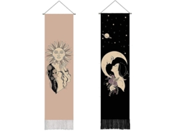 2 Lujosas Alfombras Bohemias Con Diseño Psicodélico De Sol Y Luna Para Un Dormitorio Estético.