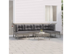 Conjunto de jardín DKD Home Decor de 7 piezas con cojines de mimbre gris